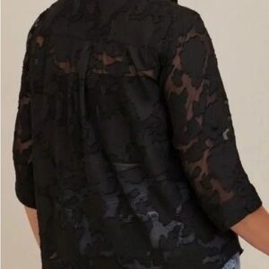 Torrid Black Boxy Blouse with Mandarin Collar